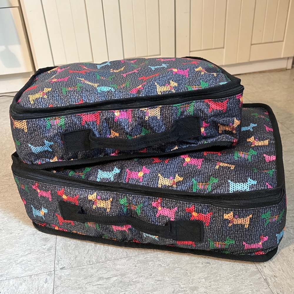 Colorful Terrier Dog Pattern Nylon Zipper Travel Packing Cubes 2 Piece Set
